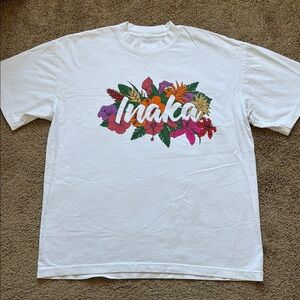 Inaka Power White Transcend Floral Logo Short Sleeve Unisex Gym Tee